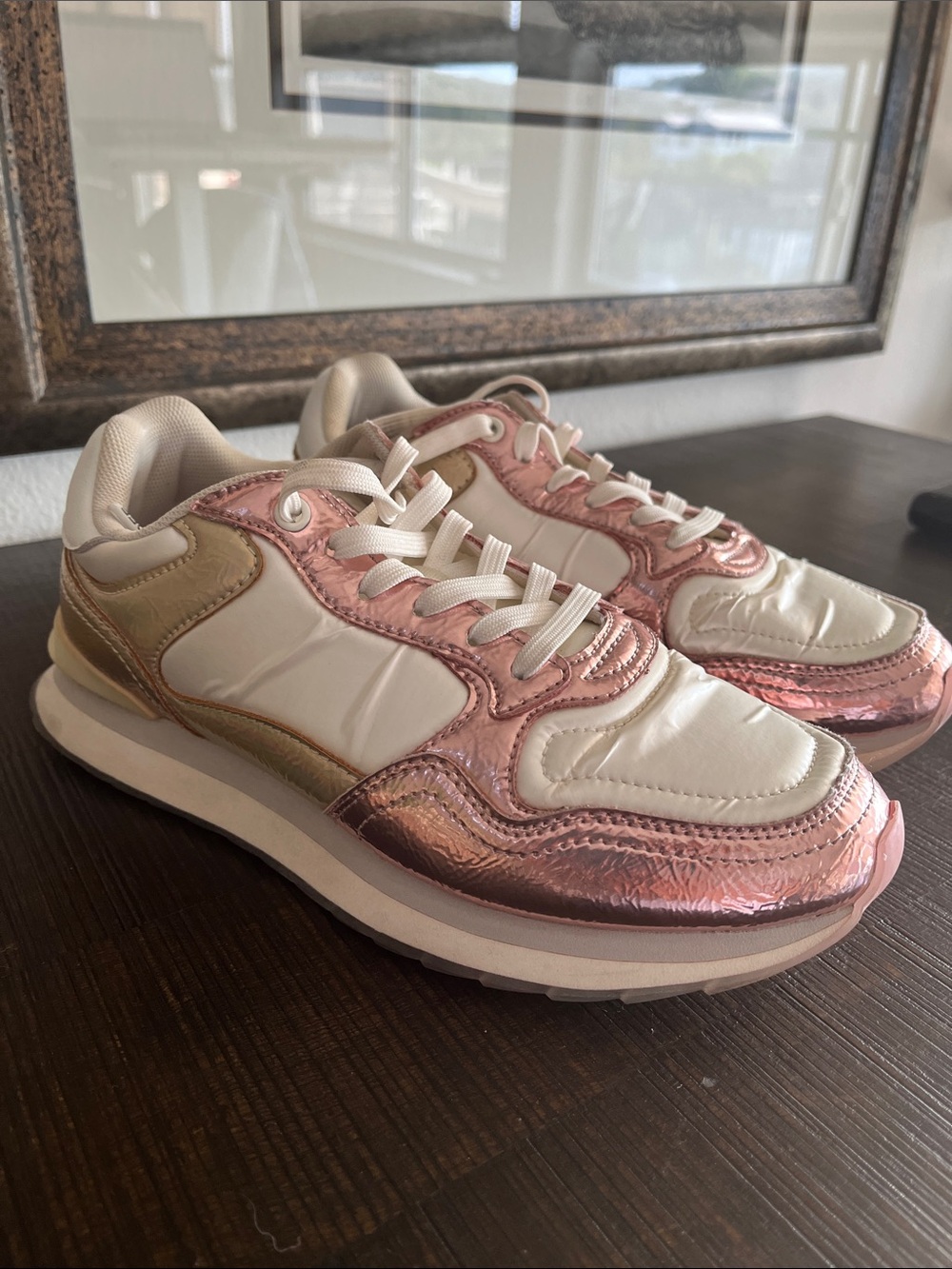 Hoff Women's Metallic Pink and Cream Fashion Sneakers